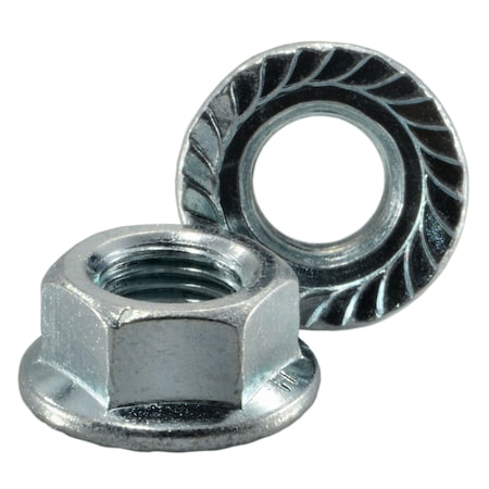 Midwest Fastener Serrated Lock Nut, 3/8"-24, Steel, Zinc Plated, 10 PK 39728